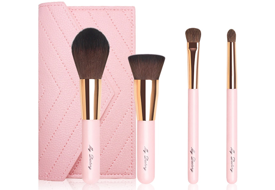 Portable Mini Pink Makeup Brushes